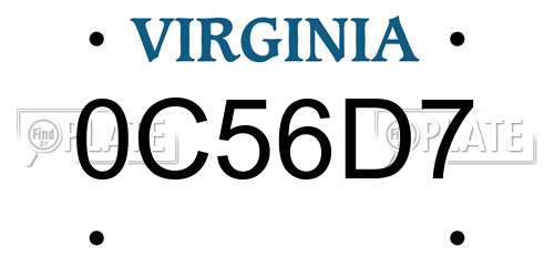 0C56D7 Virginia License Plate