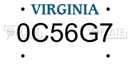 0C56G7 Virginia License Plate