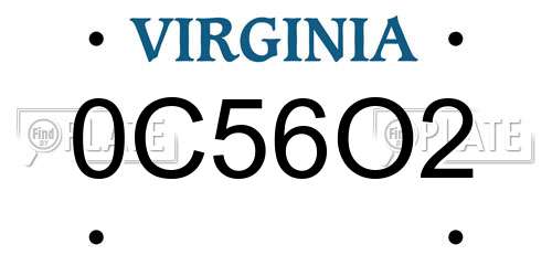 0C56O2 Virginia License Plate