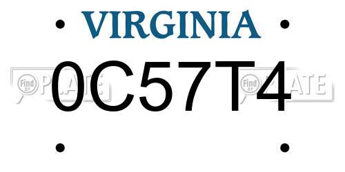 0C57T4 Virginia License Plate