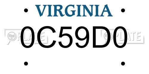 0C59D0 Virginia License Plate