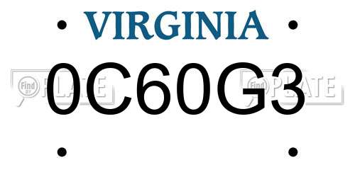 0C60G3 Virginia License Plate