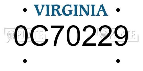 0C70229 Virginia License Plate