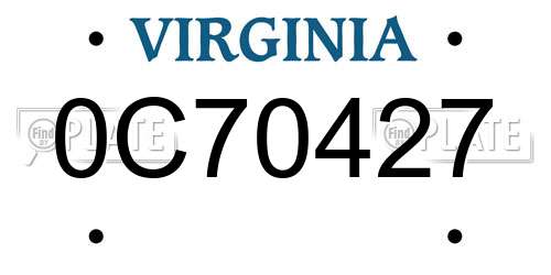 0C70427 Virginia License Plate