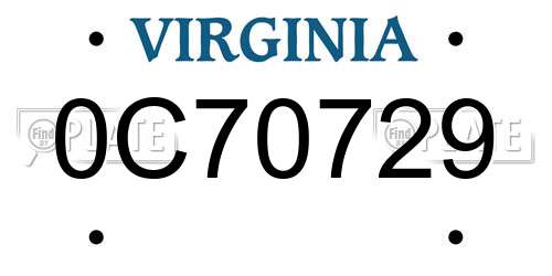 0C70729 Virginia License Plate