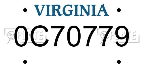 0C70779 Virginia License Plate