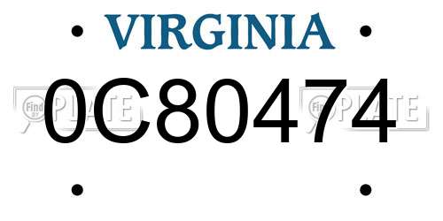 0C80474 Virginia License Plate