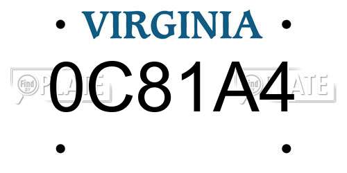 0C81A4 Virginia License Plate