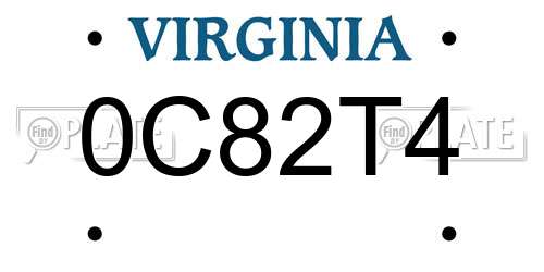 0C82T4 Virginia License Plate