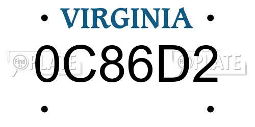 0C86D2 Virginia License Plate