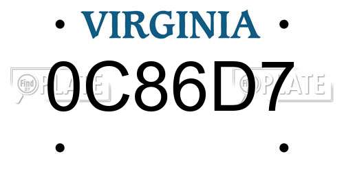0C86D7 Virginia License Plate
