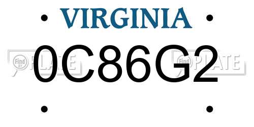 0C86G2 Virginia License Plate