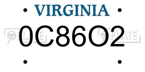 0C86O2 Virginia License Plate