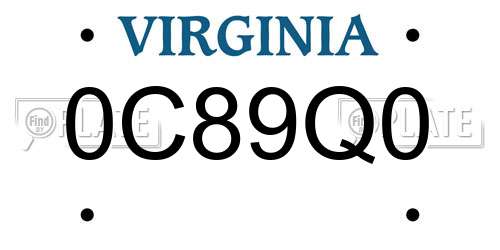 0C89Q0 Virginia License Plate