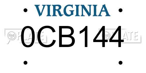 0CB144 Virginia License Plate
