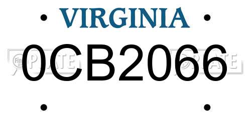 0CB2066 Virginia License Plate