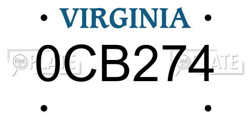 0CB274 Virginia License Plate