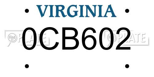 0CB602 Virginia License Plate