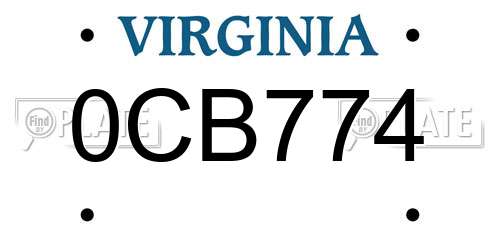 0CB774 Virginia License Plate