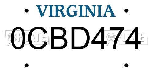 0CBD474 Virginia License Plate