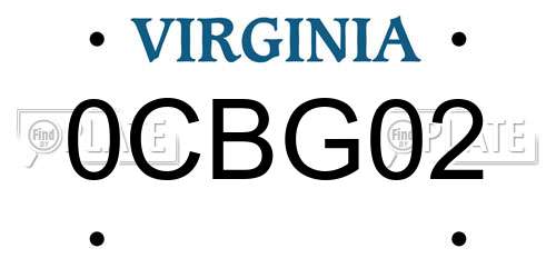 0CBG02 Virginia License Plate