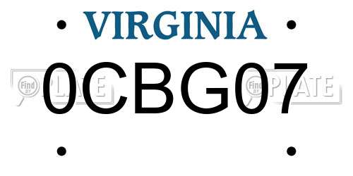 0CBG07 Virginia License Plate