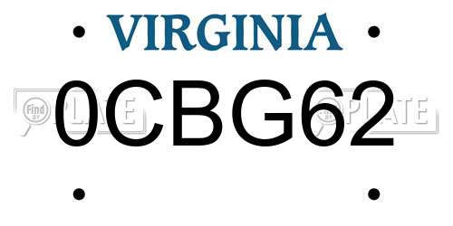 0CBG62 Virginia License Plate