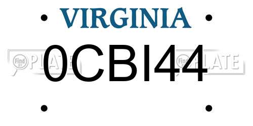 0CBI44 Virginia License Plate