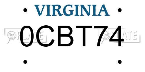 0CBT74 Virginia License Plate