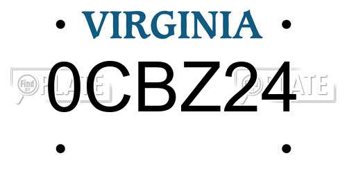0CBZ24 Virginia License Plate