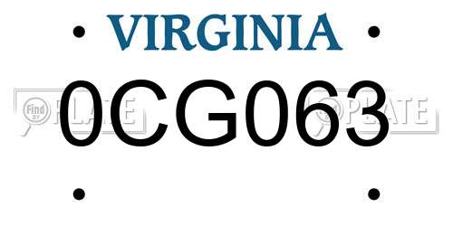0CG063 Virginia License Plate