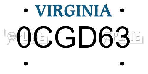 0CGD63 Virginia License Plate