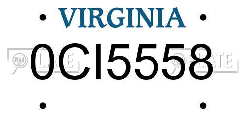 0CI5558 Virginia License Plate