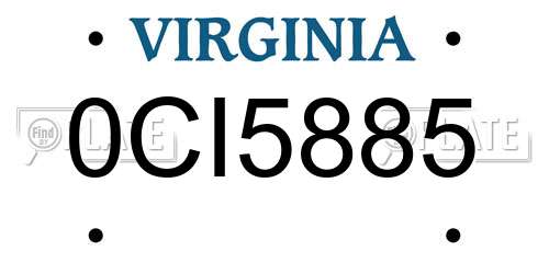 0CI5885 Virginia License Plate