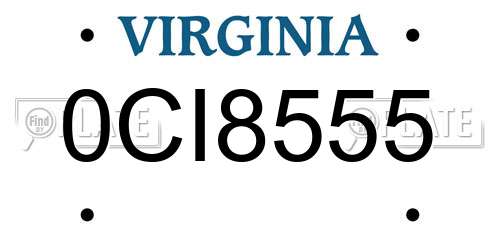 0CI8555 Virginia License Plate