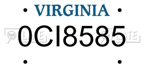 0CI8585 Virginia License Plate