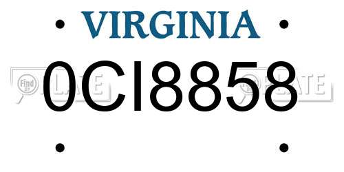 0CI8858 Virginia License Plate