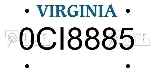 0CI8885 Virginia License Plate