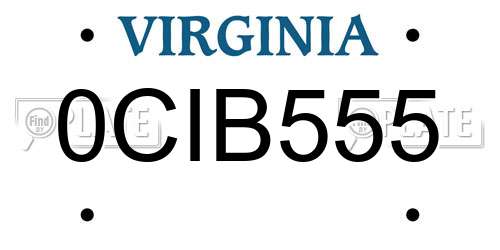 0CIB555 Virginia License Plate