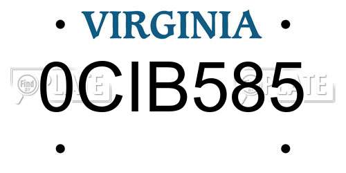 0CIB585 Virginia License Plate