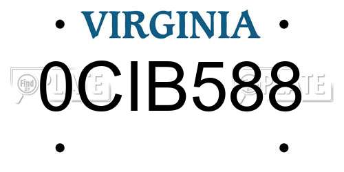 0CIB588 Virginia License Plate