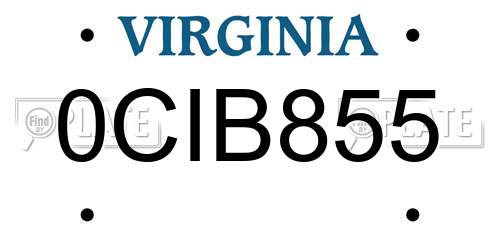 0CIB855 Virginia License Plate