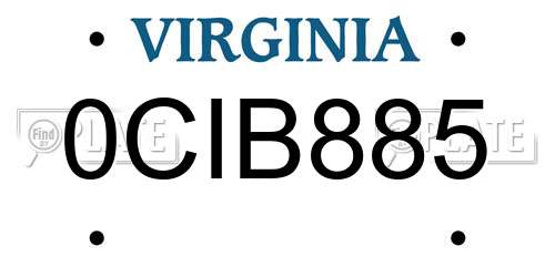 0CIB885 Virginia License Plate