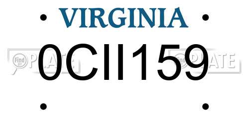 0CII159 Virginia License Plate