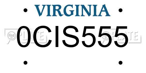 0CIS555 Virginia License Plate