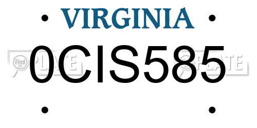 0CIS585 Virginia License Plate