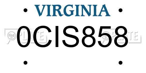 0CIS858 Virginia License Plate