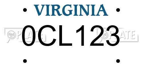 0CL123 Virginia License Plate