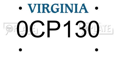 0CP130 Virginia License Plate