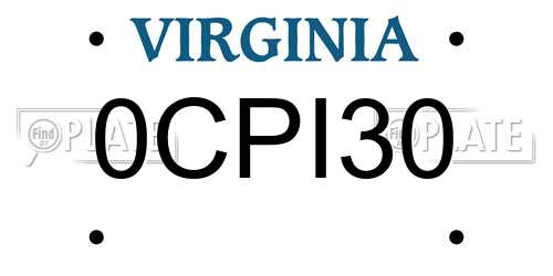 0CPI30 Virginia License Plate